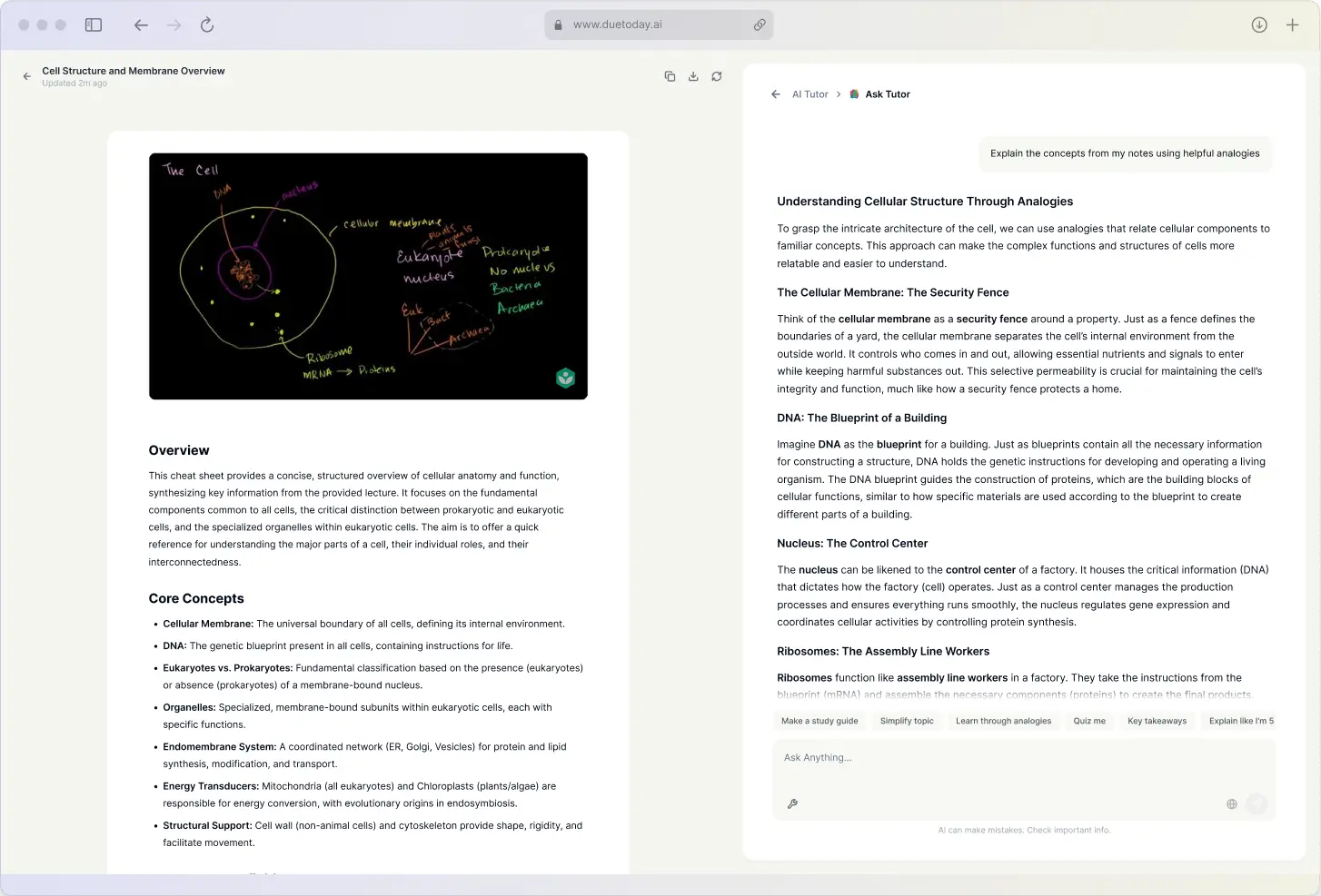 DueToday AI Tutor in action